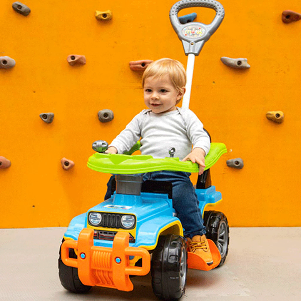 Carrinho d Brinquedo para Passeio JipJip Andador Infantil Empurrador Quadriciclo Bebê Criança Menino