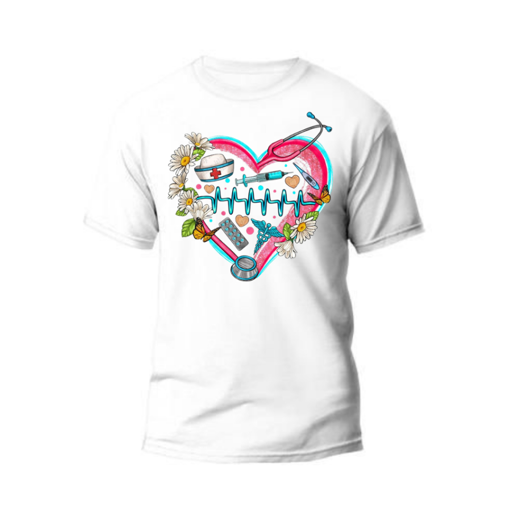 Camisa Estampa Enfermagem Branca 100% Algodão 30.1 Premium Entrega Imediata.