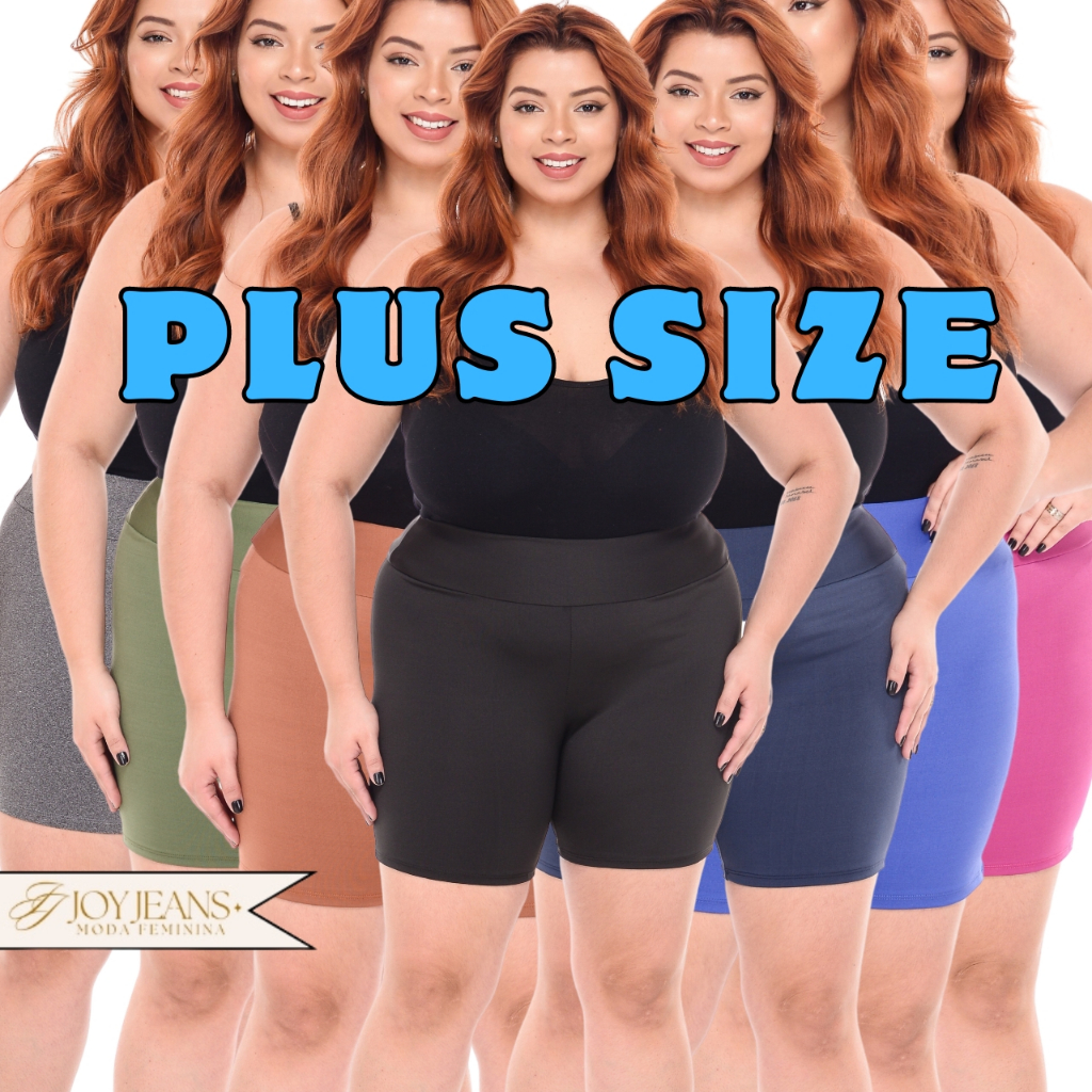 Short Plus Size Legging Cintura Alta Feminino Bermuda Suplex Meia Coxa Fitness