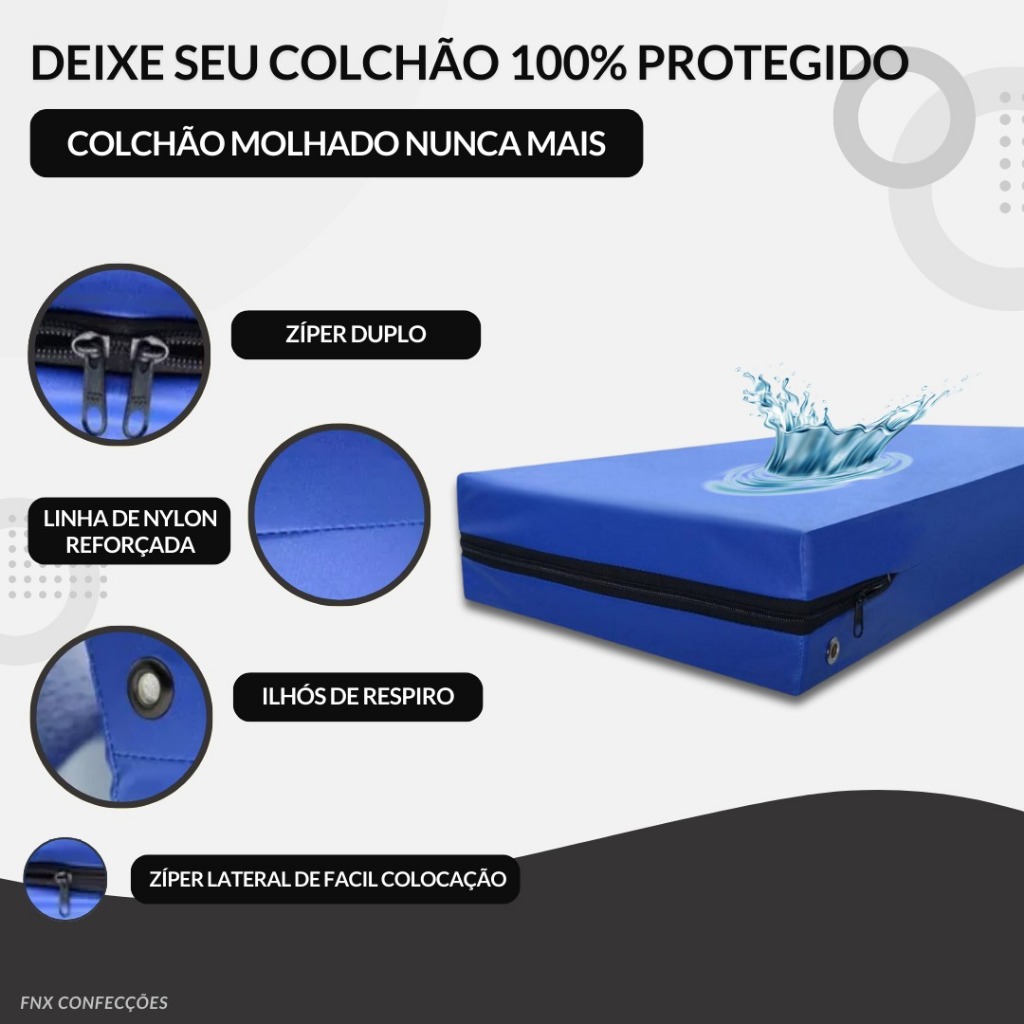 Capa De Colchão Impermeável Hospitalar Antialérgico Solteiro Antiácaro Para Idoso