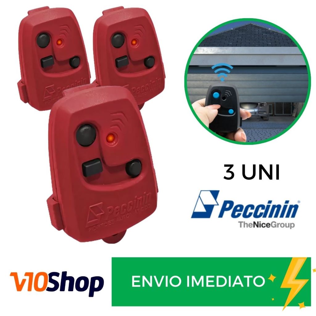 Kit 3 Controle para Portão Tx 3c Vermelho Peccinin Nice Linear 433 Mhz - V10 Shop