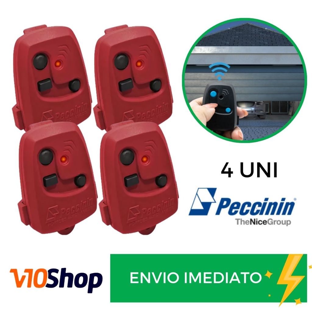 Kit 4 Controle para Portão Tx 3c Vermelho Peccinin Nice Linear 433 Mhz - V10 Shop