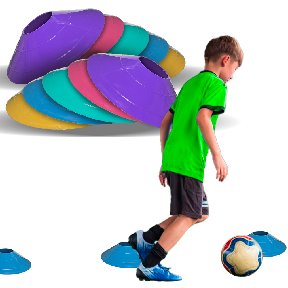Kit 10 Chapéu Chinês Colorido Disco Treino Funcional Cone Colorido Academia Treinamento Agilidade