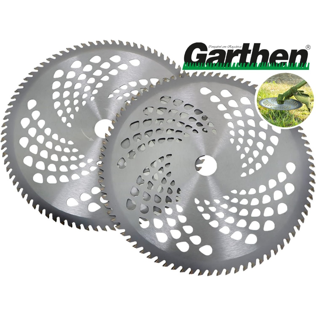 Kit 2 Disco Lâmina 80 Dentes De Wídea P/ Roçadeira Garthen Cg420 Cg450 Cg550 Cg330b Cg320 Cg350