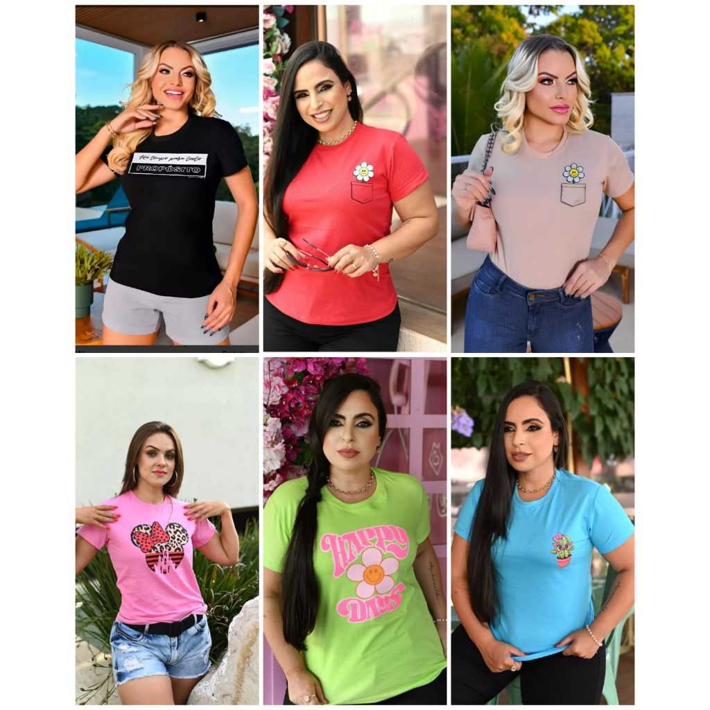 KIT 10 Camiseta T-shirt Blusa Feminina 100%  Algodão Estampada crista atacado catolica gospel evangelica religiosa