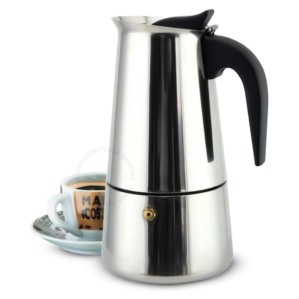 Imagem Cafeteira Italiana 6 Xícaras Maquina de Café Expresso e Moka Em Inox 6 Xícaras 300ml
