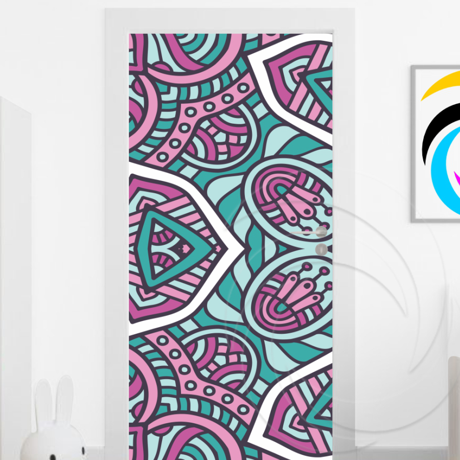 Abstrato Verde 01580 - Papel Parede Adesivo para Portas de Madeira ou Vidro Decoração Revestimento