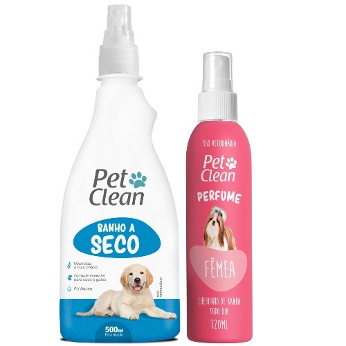 Kit Shampoo Banho a Seco + Perfume para Cachorro e Gatos Pet