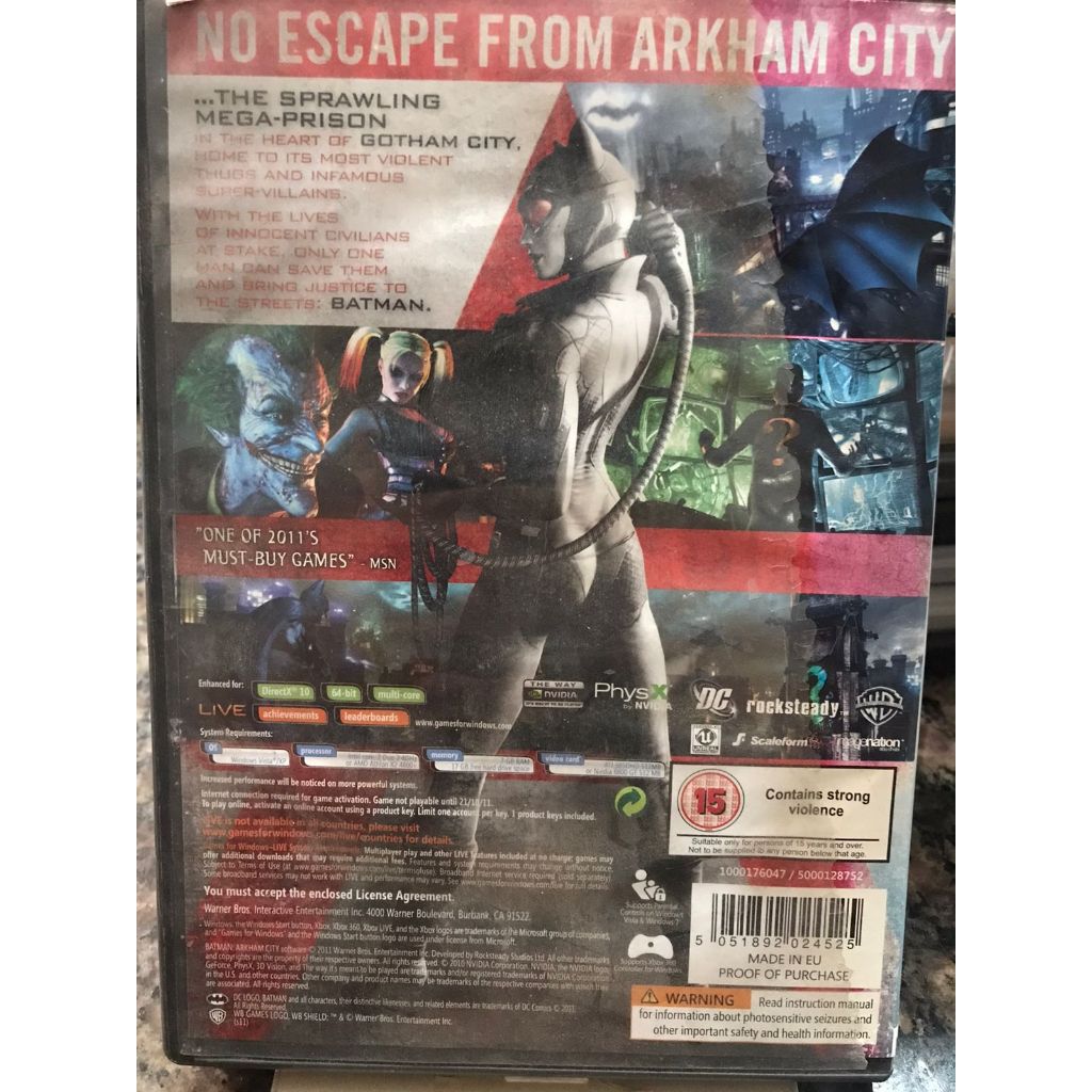 PC DVD batman arkham city     1798