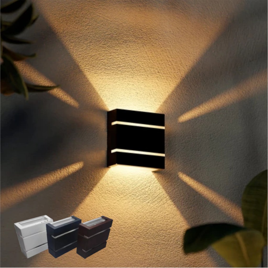 Kit 02 Arandela Dois Fachos Parede Muro Jardim Uso Externo/Interno 110/220 Volts