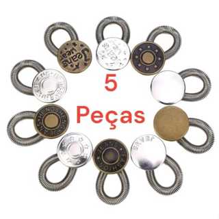 5 pçs extensor de cintura botões com mola para calças masculinas femininas correção instantânea em Oferta na Shopee