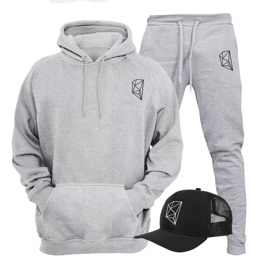 Kit Plus Size Agasalho Canguru e Calça Moletom Estampado G1 A G5 + Boné em Oferta na Shopee