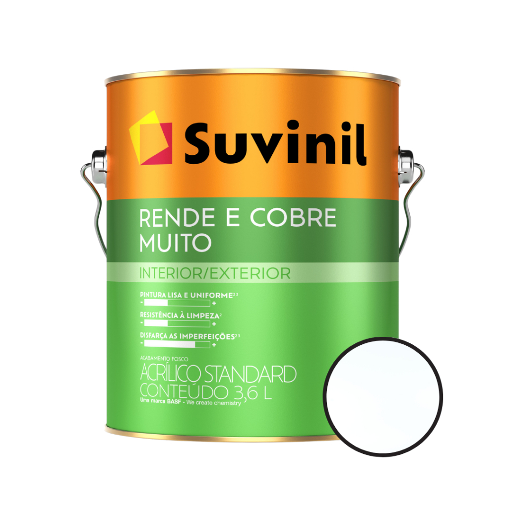 Tinta Econômica Acrílica 3,6l Parede Fosca Rende e Cobre Muito Branco Alto Rendimento Suvinil em Oferta na Shopee