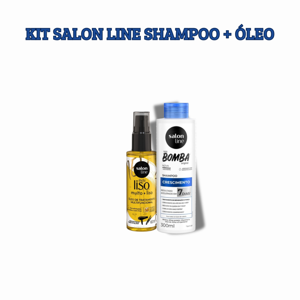 Kit Salon Line Óleo de Tratamento Multifuncional Meu Liso Muito + Liso 60ml + Shampoo S.O.S Bomba Original 300ml