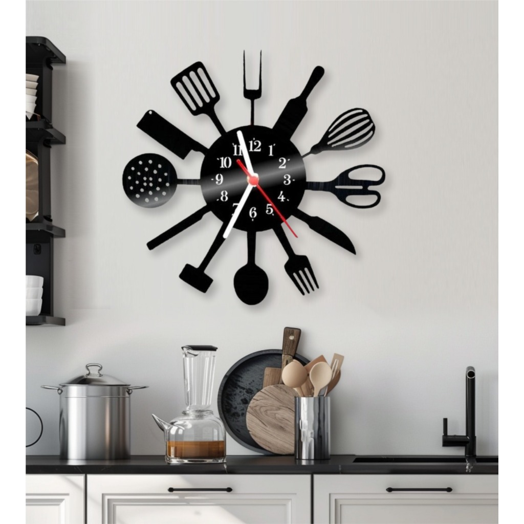 Relógio de Parede Cozinha Disco Decoração Retrô Vintage Utêncilios de cozinha Parede Relógio Grande 3D Dia das Mães Namorados Natal Black Friday em Oferta na Shopee