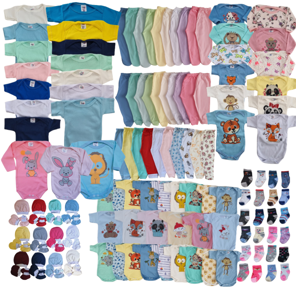 Kit 30 Pçs Roupinhas de Bebê Body Enxoval Maternidade Menino/ Menina / Neutro