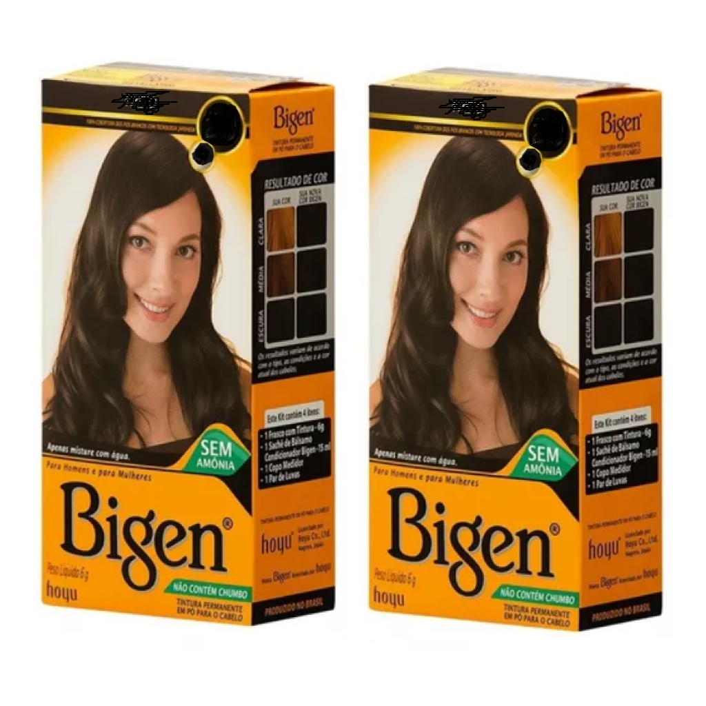 Kit 2 Tintura Coloração Sem Amónia Em Pó Bigen Sua Escolha em Oferta na Shopee