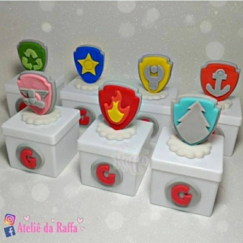 Molde de Silicone Escudos Patrulha Canina cód 724 - Marshall,  Skye, Rubble, Rocky, Chase, Zuma, Everest