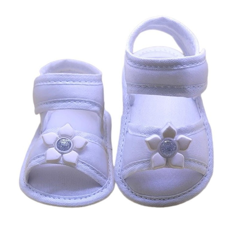 Sandália Tecido infantil Bebê Menina Branca Florzinha Verão batizado em Oferta na Shopee