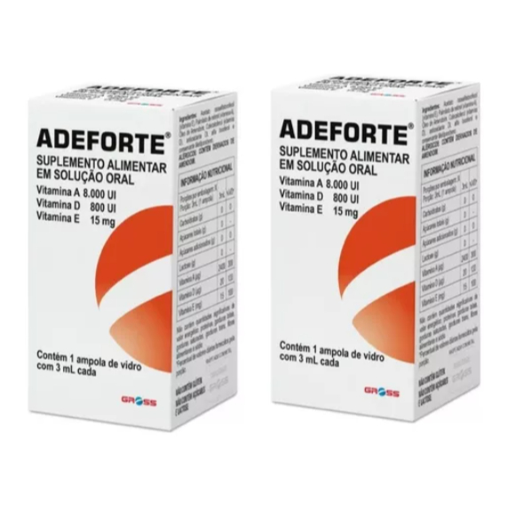 Adeforte Polivitaminico 2 caixas, contém 1 ampola de 3ml cada (promoçao 2 caixas)