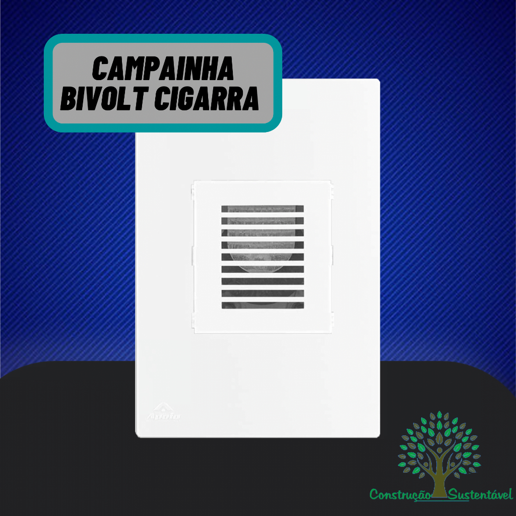 Campainha Bivolt Cigarra - Linha Lissê Apoio Com Placa Para Caixinha 4x2
