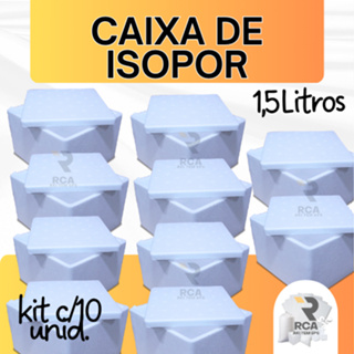 kit com 10 Caixas de Isopor EPS 1,5 litros para Sorvetes e Medicamentos em Oferta na Shopee