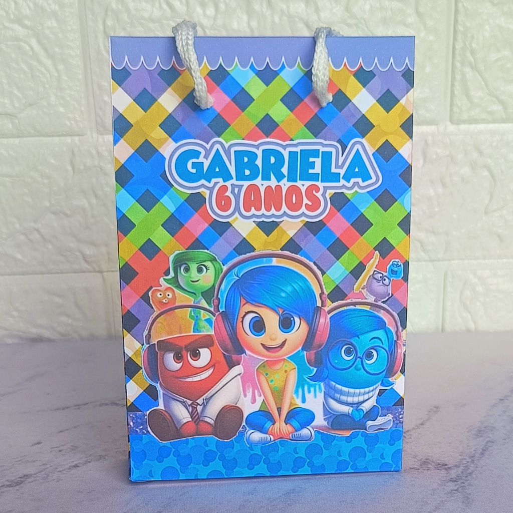 PEGUE E MONTE Sacolinha Personalizada Divertidamente  Lembrancinha Festa Infantil Sacola Surpresa Aniversário