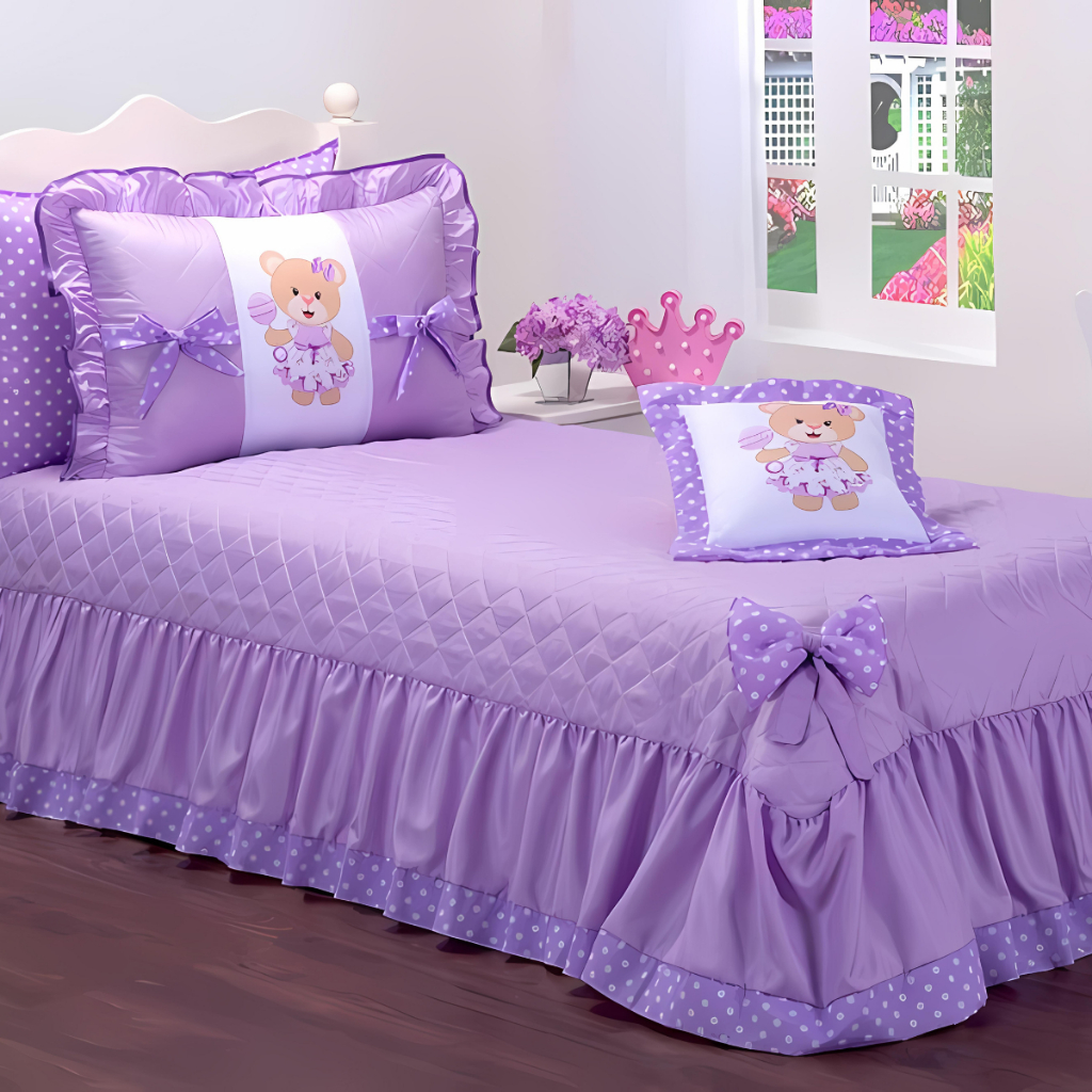 Kit Colcha Cobreleito Infantil Para Quarto De Menina Ursinha Kids Teen Envio 24 Horas em Oferta na Shopee