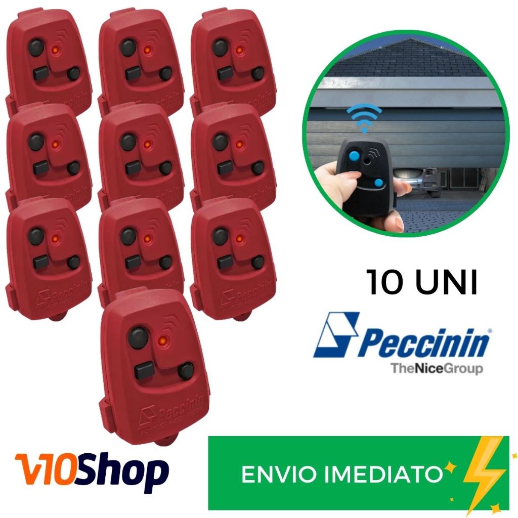 Kit 10 Controle para Portão Tx 3c Vermelho Peccinin Nice Linear 433 Mhz - V10 Shop
