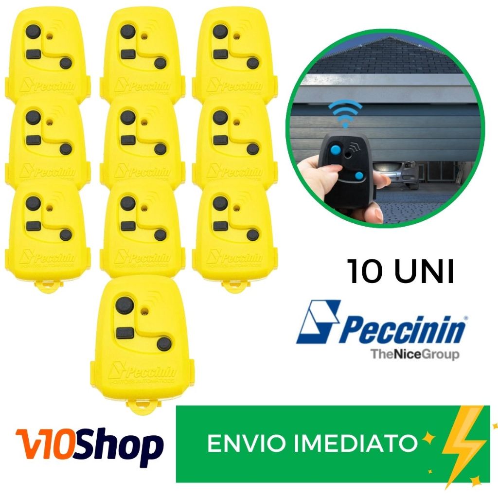 Kit 10 Controle para Portão Tx 3c Amarelo Peccinin Nice Linear 433 Mhz - V10 Shop