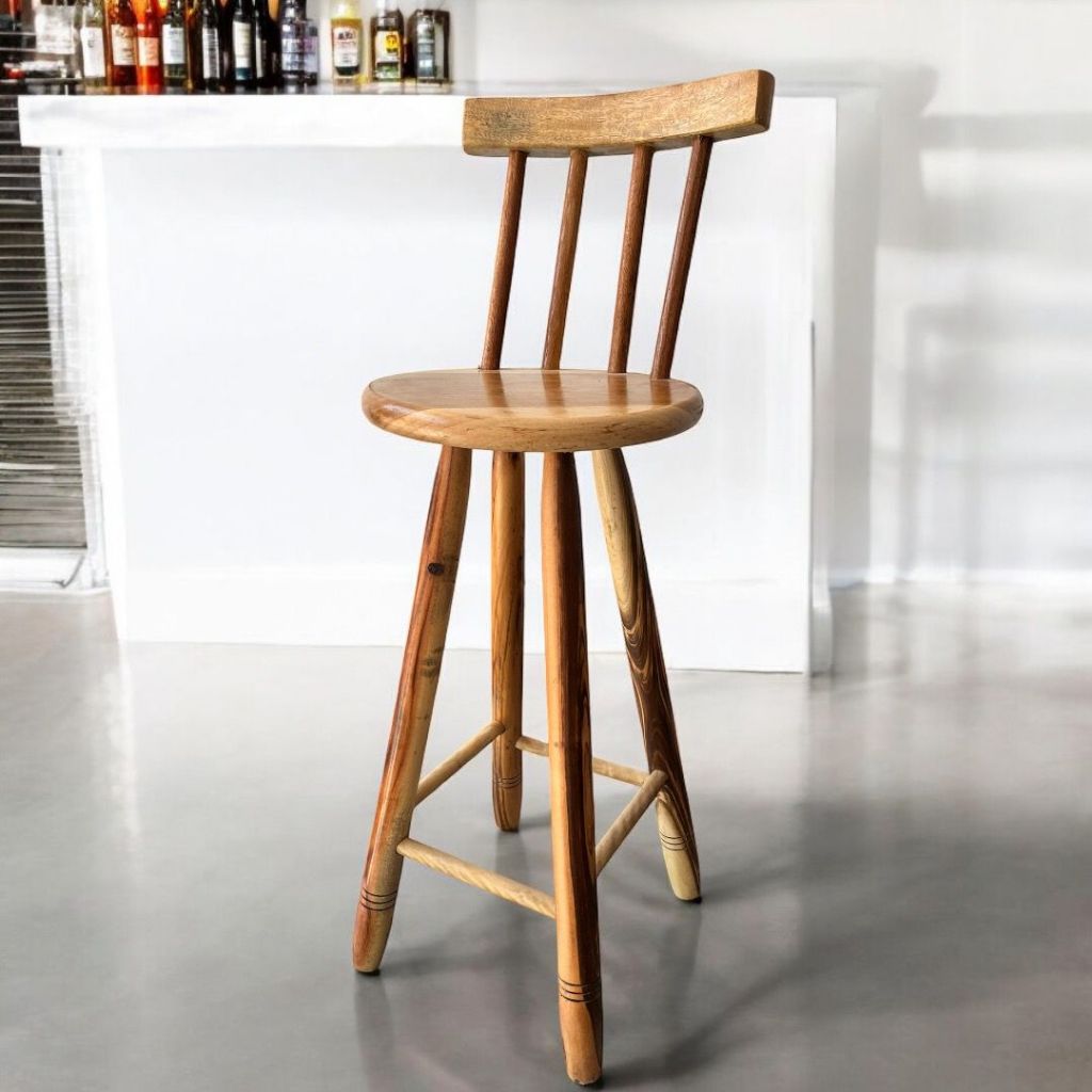 Banquinho Madeira Maciça 70cm Alt com Encosto Banqueta Tamborete Banco Alto