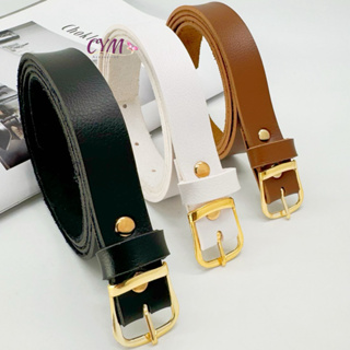 Kit 3 Cintos Feminino fivela dourado 1.8cm largura preto branco e caramelo em Oferta na Shopee