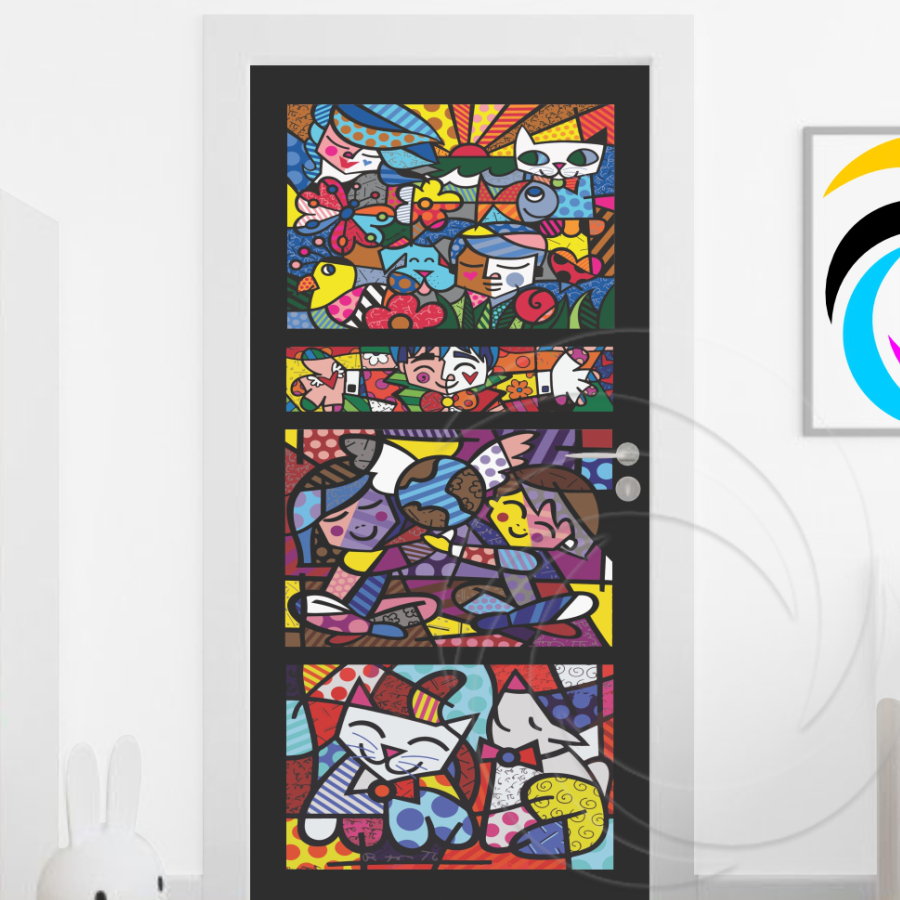 Romero Brito 01490 - Papel Parede Adesivo para Portas de Madeira ou Vidro Decoração Revestimento