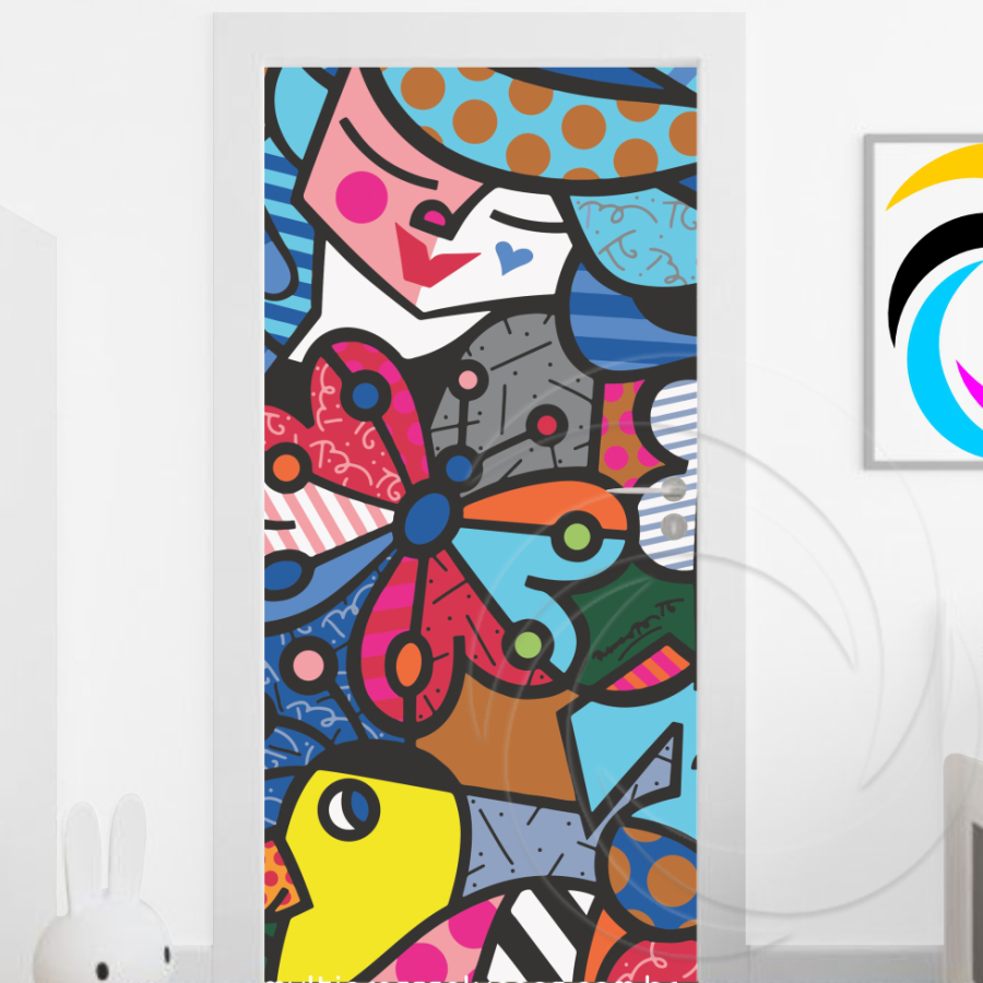 Romero Brito 05494 - Papel Parede Adesivo para Portas de Madeira ou Vidro Decoração Revestimento