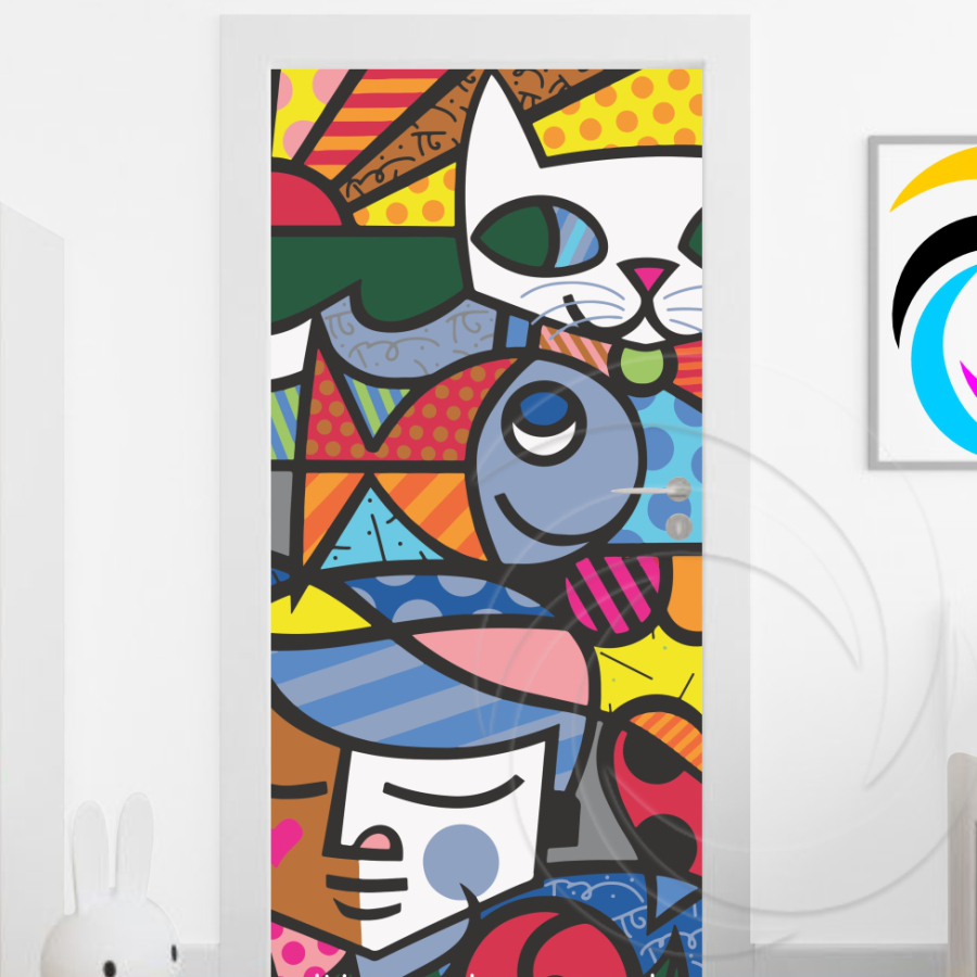 Romero Brito 02491 - Papel Parede Adesivo para Portas de Madeira ou Vidro Decoração Revestimento