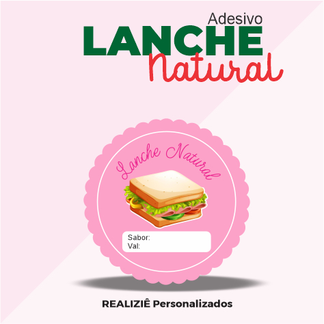 Adesivo Glossy para Lanche Natural 4x4cm  REF005 em Oferta na Shopee