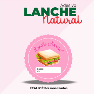 Adesivo Glossy para Lanche Natural 4x4cm  REF005 em Oferta na Shopee