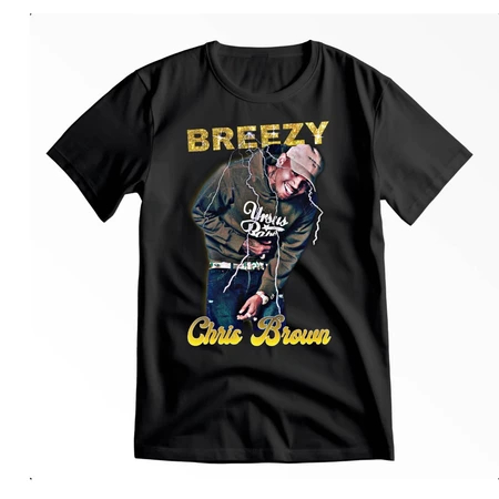 Camiseta Unissex Artista Estampada Camisa Chris Brown Hip Hop Camisa Premium Casual Algodão