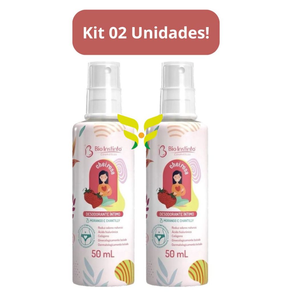 Kit 2 Unidades: Desodorante Íntimo Cheirosa Morango e Chantilly 50mL Bio Instinto