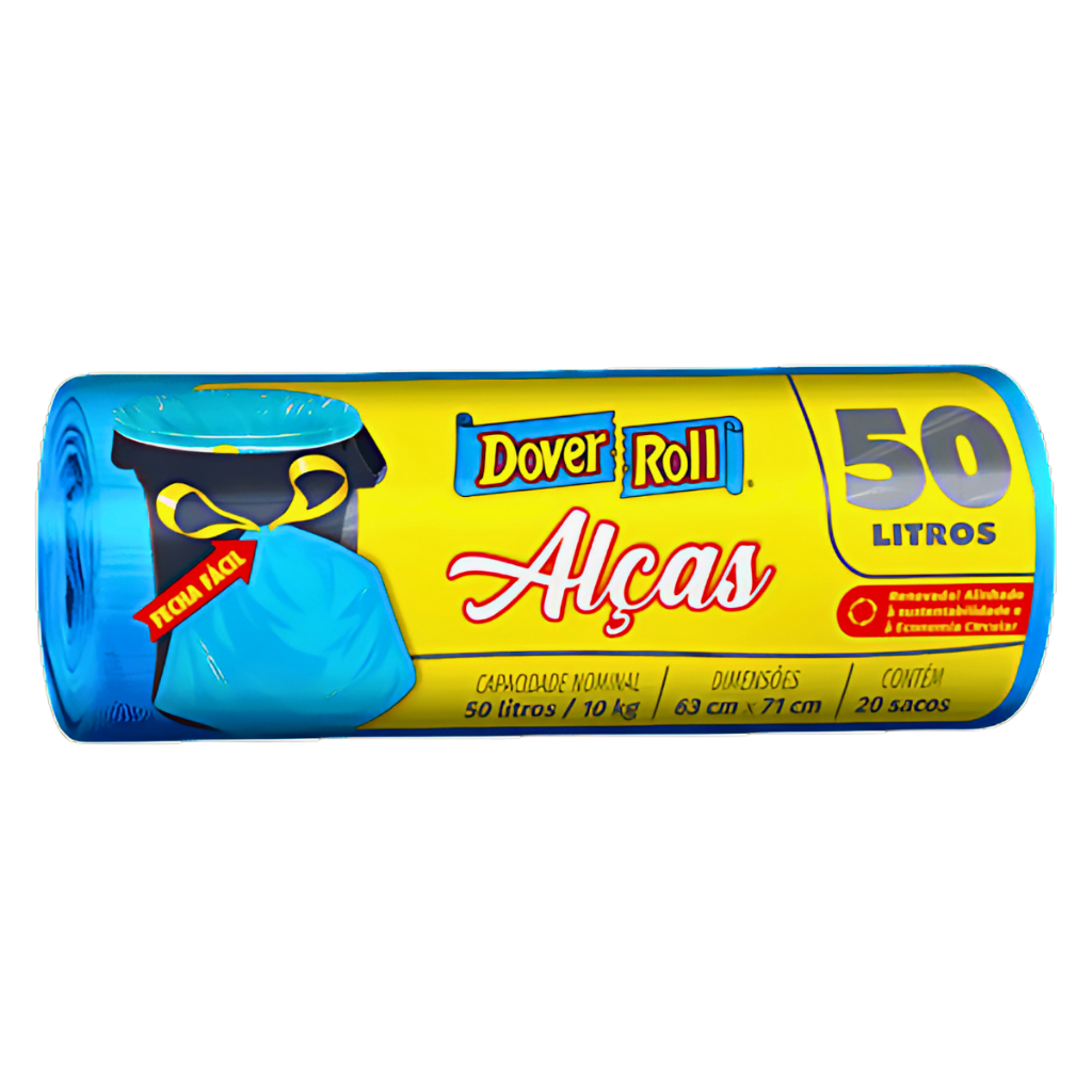 Saco Para Lixo Com Alça 50 Litros Super Forte 20 Unidades Resistente Azul