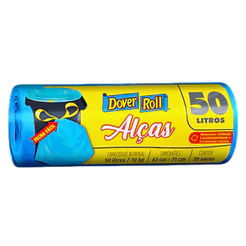 Saco Para Lixo Com Alça 50 Litros Super Forte 20 Unidades Resistente Azul