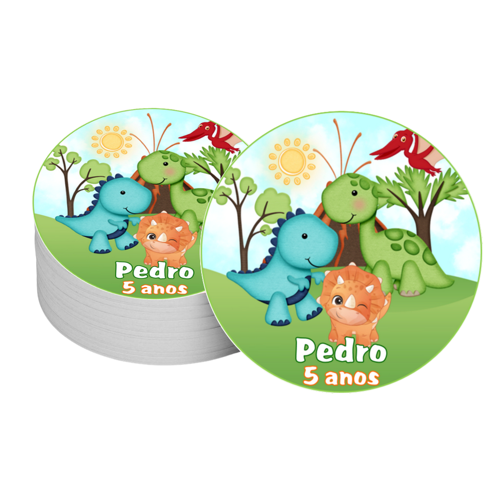 20 Adesivos redondo 5cm Dinossauro Baby Lembrancinha De Aniversário Tag para latinha Dino
