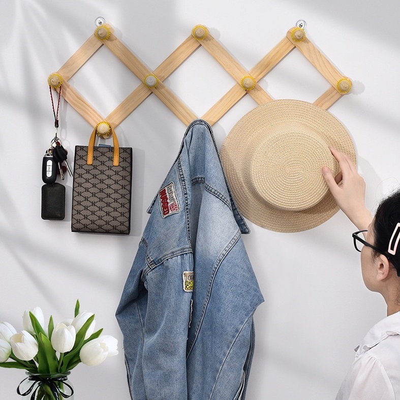 Cabide Gancho De Madeira Retrátil Dobrável Pendurar Na Parede em Oferta na Shopee