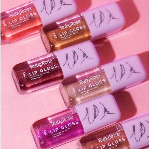 Lip Gloss Ruby Rose brilho extremo glitter duochrome