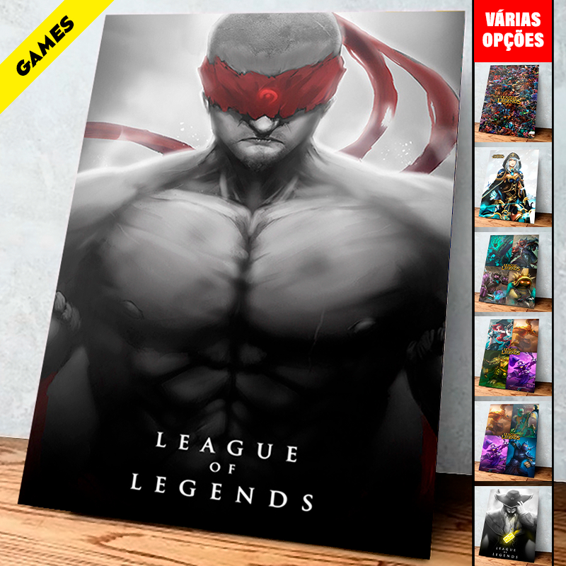 Placa Decorativa League Of Legends Warwick, Yasuo, Miss Fortune, Amumu, Teemo, Games  20X28 A4 MDF
