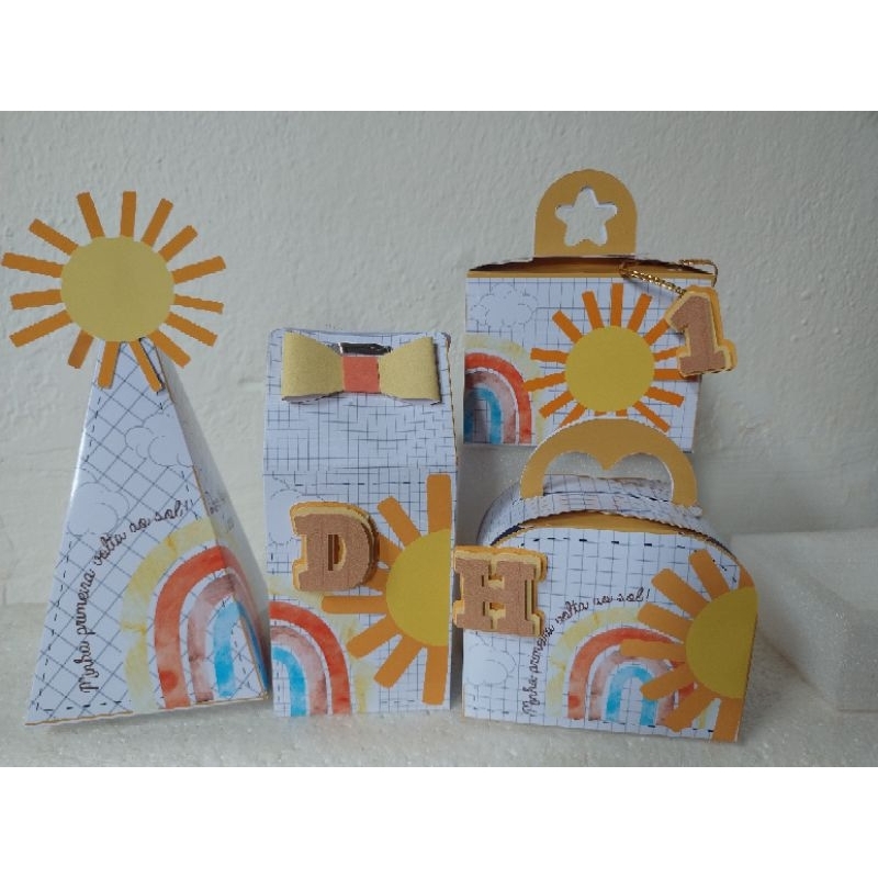Personalizados Primeira Volta ao Sol 40 peças lembrancinhas caixinhas de aniversário kit festa
