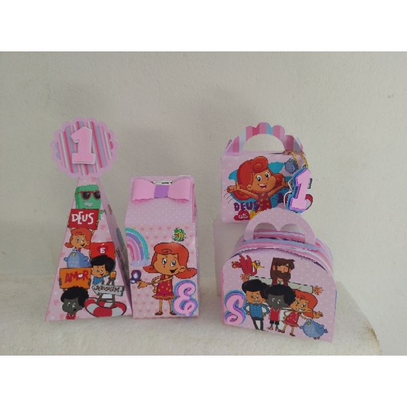 Personalizados Três Palavrinhas Menina 40 peças lembrancinhas caixinhas de aniversário kit festa