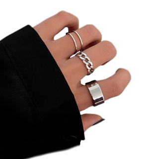 Conjunto 3 Anéis Aço Inox Anel Minimalistas Ajustável Kpop Dorama Ajustável em Oferta na Shopee