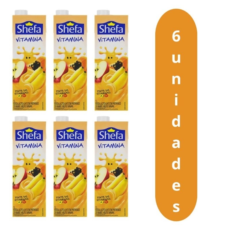 Vitamina de Mamão , Maçã e Banana Shefa 1L- 6 Unidades