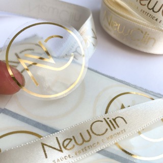 Kit Fita Personalizada 15 MM +  50 Adesivos Personalizados Transparente BOPP 4x4 em Oferta na Shopee